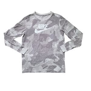 Nike Camo Long Sleeve Stretch T-Shirt Men’s XL Gray White Collar